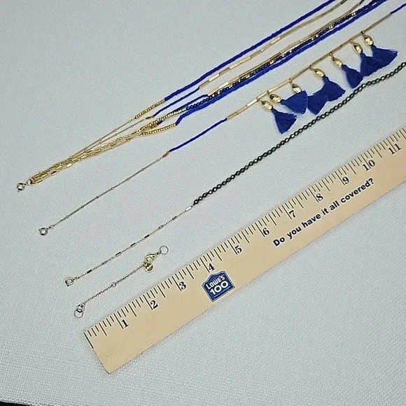 Retired Vintage Stella & Dot Tulum Tassel Necklace Gold Blue Beaded Versatile - Picture 11 of 16